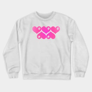 Hearts, Hearts, Hearts - PAWretty Pink Hearts with Paws Crewneck Sweatshirt